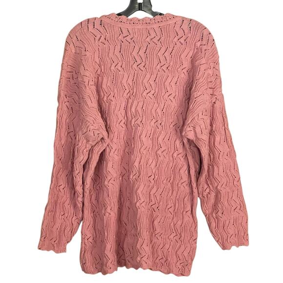 Vintage Womens NWT 1980s OSFM Turtle Bay Pink Cotton V Neck Pullover Sweater - Picture 3 of 9